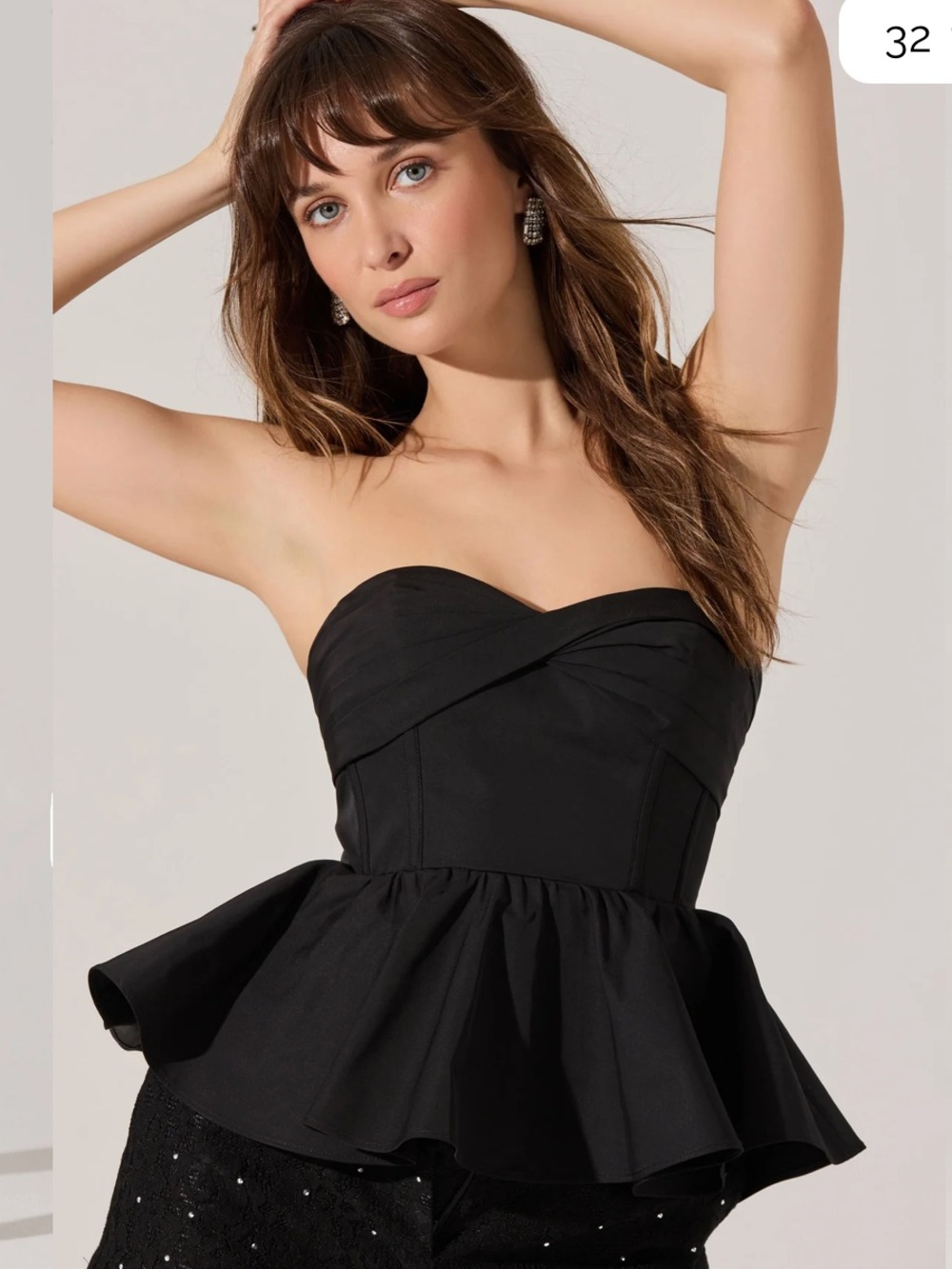 ASTR the label Strapless Peplum Ruffle Top - Black